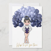 Invitation Gymnastique Anniversaire avec Bleu Balloon Arch (Dos)