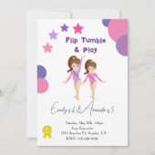 Invitation Gymnastique Anniversaire Soeurs rose Salle De Spor (Devant)