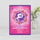 Invitation Gymnastique Anniversaire Soirée rose violet Invita (Debout devant)