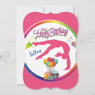 Invitation Gymnastique Arc-en-ciel Joyeux Anniversaire Dos Bl