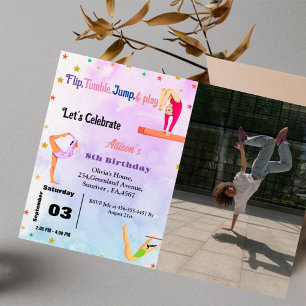 Invitation Gymnastique Cartwheel fête d'anniversaire fille
