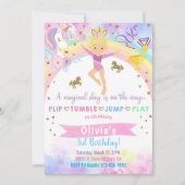 Invitation Gymnastique de la tête de licorne blonde anniversa (Devant)