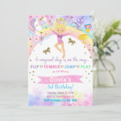 Invitation Gymnastique de la tête de licorne blonde anniversa (Debout devant)