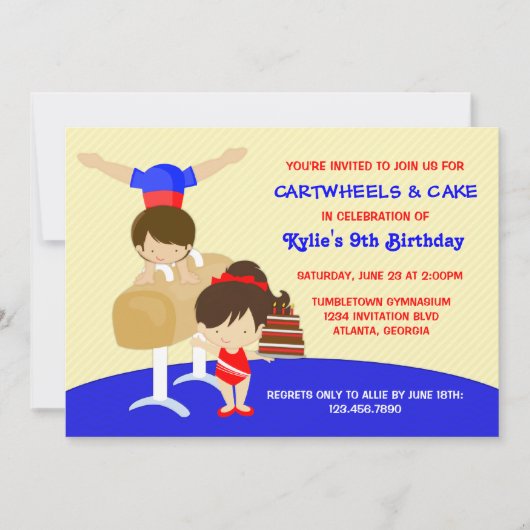 Invitation Gymnastique des roues et des cupcakes (Devant)