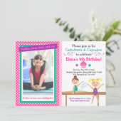 Invitation Gymnastique des roues et des cupcakes Anniversaire (Debout devant)