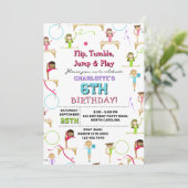 Invitation Gymnastique Enfants Fille Anniversaire Thème de fê (Debout devant)