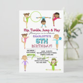 Invitation Gymnastique Enfants Fille Anniversaire Thème de fê (Debout devant)
