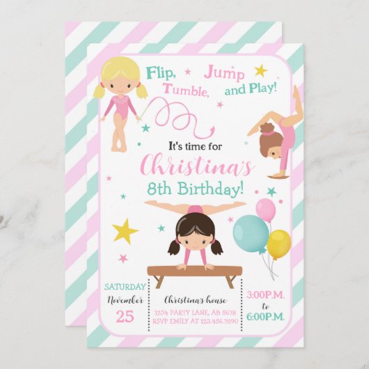 Invitation Gymnastique féminine (Devant / Derrière)