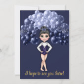 Invitation Gymnastique féminine Anniversaire Fête Ballons Ble (Dos)