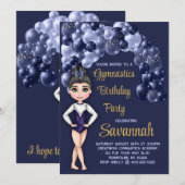 Invitation Gymnastique féminine Anniversaire Fête Ballons Ble (Devant / Derrière)