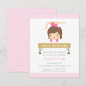 Invitation Gymnastique féminine mignonne Anniversaire de enfa (Devant / Derrière)