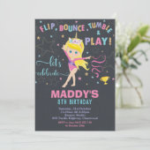 Invitation Gymnastique fête d'anniversaire Unicorn Blonde Gir (Debout devant)