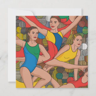 Invitation Gymnastique Filles Acro Danseurs motif coloré