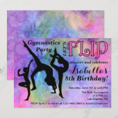 Invitation Gymnastique Flip Girls Anniversaire Fête Invitatio (Devant / Derrière)