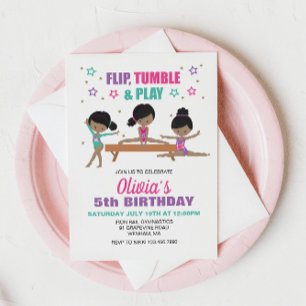 Invitation Gymnastique Flip Tumble & Play Anniversaire
