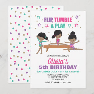 Invitation Gymnastique Flip Tumble & Play Anniversaire
