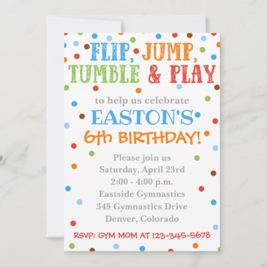 Invitation Gymnastique | Gymnastique Invitation d' (Devant)