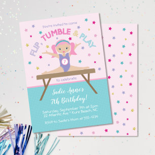 Invitation Gymnastique Jump fête d'anniversaire