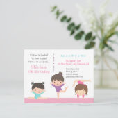 Invitation Gymnastique mignonne Filles Anniversaire Invitatio (Debout devant)