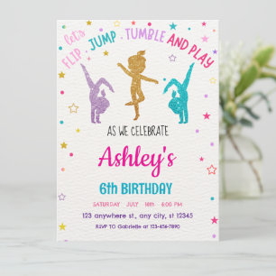 Invitation Gymnastique modifiable Fille d'anniversaire