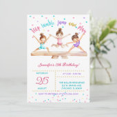 Invitation Gymnastique modifiable Filles de fête d'anniversai (Debout devant)