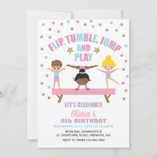 Invitation Gymnastique pastel anniversaire