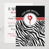 Invitation Gymnastique personnalisée d'impression de zèbre en (Devant / Derrière)