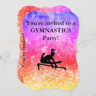 Invitation Gymnastique Rainbow Birthday Party