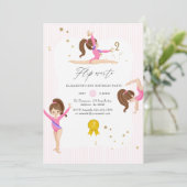 Invitation Gymnastique rose et or 2e anniversaire de la fête  (Debout devant)
