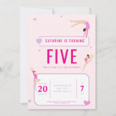 Invitation Gymnastique rose fête d'anniversaire (Devant)