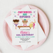 Invitation Gymnastique roues et cupcakes Anniversaire