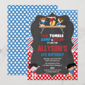 Invitation Gymnastique rouge blanc bleu olympique anniversair (Devant / Derrière)