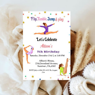 Invitation Gymnastique saut Cartwheel fête d'anniversaire fil