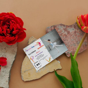 Invitation Gymnastique saut Cartwheel fête d'anniversaire fil