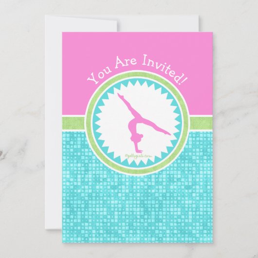 Invitation Gymnastique Tri-Pastel Couleur Avec Tuile Aqua (Devant)