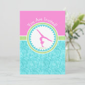 Invitation Gymnastique Tri-Pastel Couleur Avec Tuile Aqua (Debout devant)