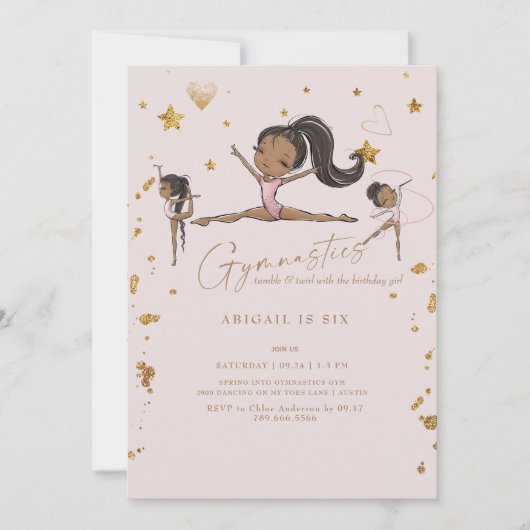 Invitation Gymnastique Tumble Twirl Anniversaire Partie IV (Devant)