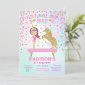 Invitation Gymnastique Unicorne Gymnastique Party (Debout devant)