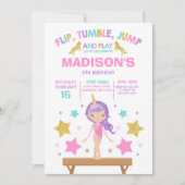 Invitation Gymnastique Unicorne Gymnastique Party (Devant)