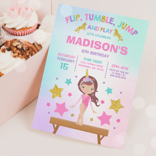 Invitation Gymnastique Unicorne Gymnastique Party