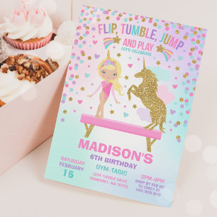 Invitation Gymnastique Unicorne Gymnastique Party