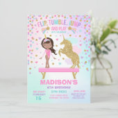 Invitation Gymnastique Unicorne Gymnastique Party (Debout devant)