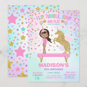 Invitation Gymnastique Unicorne Gymnastique Party