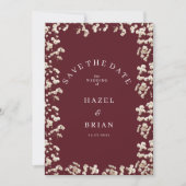 Invitation gypsophila florale de l'ivoire de Bourgogne Enregi (Devant)