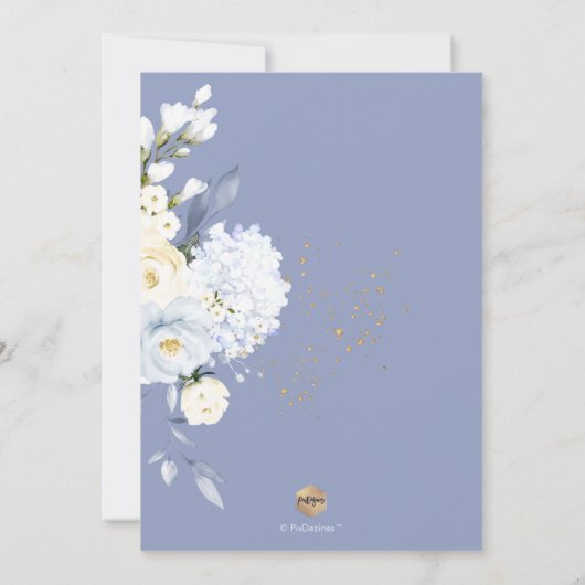 Invitation H2 Blue Hydrangea Cream Roses Fête des mariées (Dos)