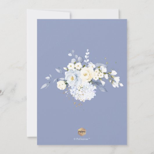 Invitation H2 Blue Hydrangea Crème Rose Mariage (Dos)