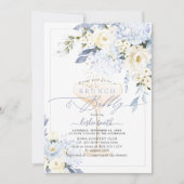 Invitation H2 Blue Hydrangea Crème Roses Brunch Bubbly (Devant)