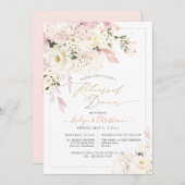 Invitation H2 Blush Hydrangea Crème Dîner de répétition Roses (Devant / Derrière)