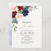 Invitation H2 Blush Navy Fleurs Bourgogne Déjeuner nuptial (Devant / Derrière)