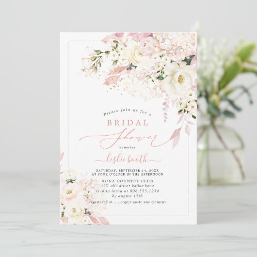 Invitation H2 Creamy Dusty Rose Blush Hydrangea (Debout devant)